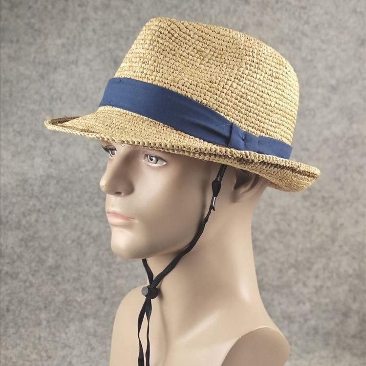 Foldable raffia top hat fashionable outdoor leisure summer straw weaving small fresh women's men's hat big head circumference