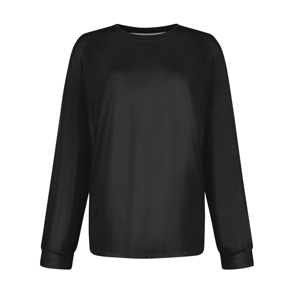 Women's Fashion Long Sleeve Shirts Loose Fitted Crewneck Basic Tops Casual Outfits