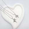 Fashion Four-Pointed Star Necklace Clavicle Chain Smooth Cross Pendant Necklace Wedding Party Jewelry for Women Girls