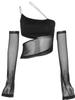 Summer Ladies Asymmetrical Cut Out Mesh Crop Top with Sleeves Fairy Grunge  Clothes Transparent Camisole Casual Fashionable Women Tank Tops