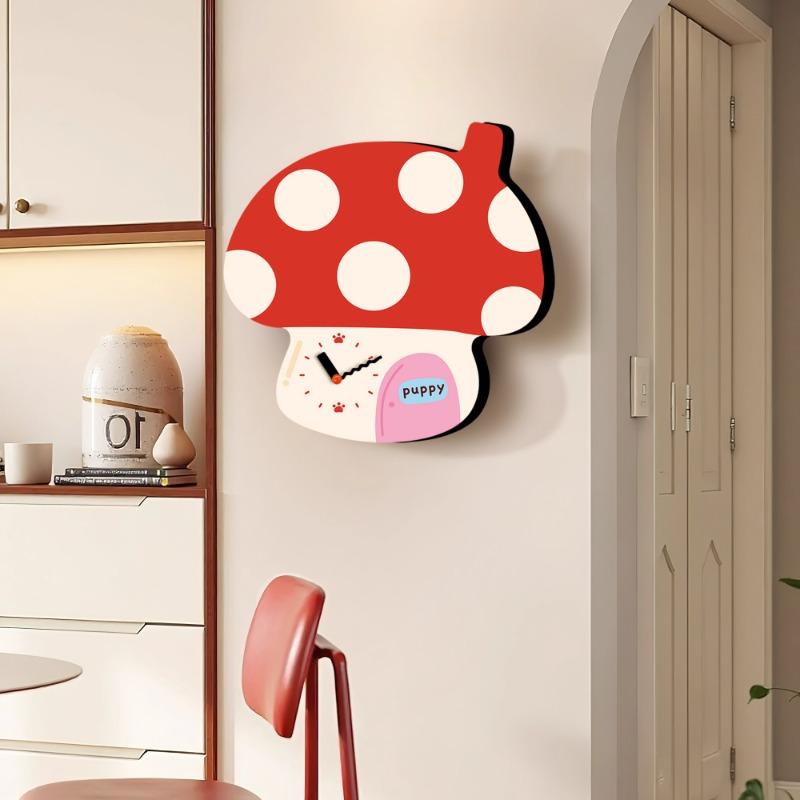 Cartoon-style Mushroom Wall Clocks Creative Nordic Luxury High-end Wall Clock Living Room Home Decor Relojes De Pared FYWC