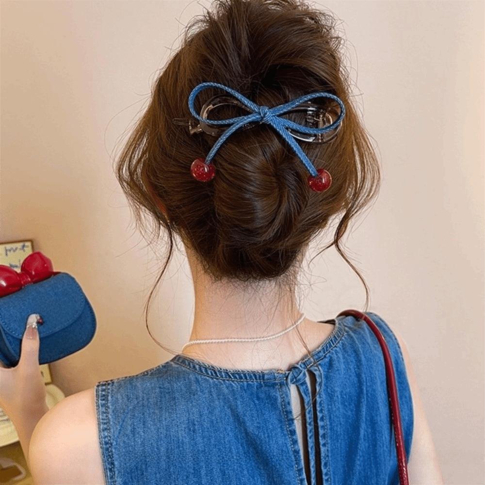 Bow Cherry Twist Hair Clips Vintage Hair Accessories Elegant Hairpin Barrette  For Woman