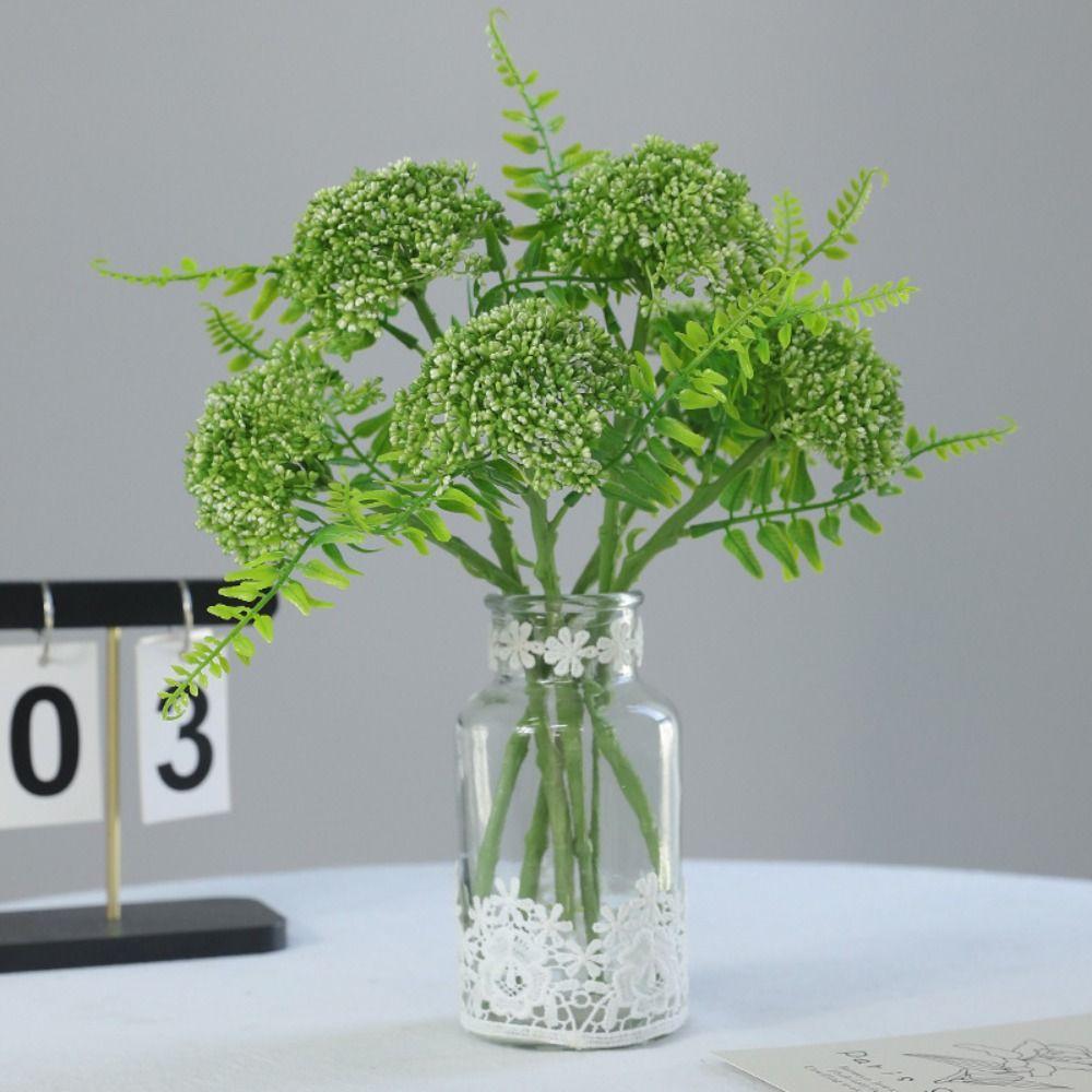 3PCS Plastic Artificial Oat Fruit Green Colorr Faux Oat Stems Green Plastic Flowers Wedding Floral