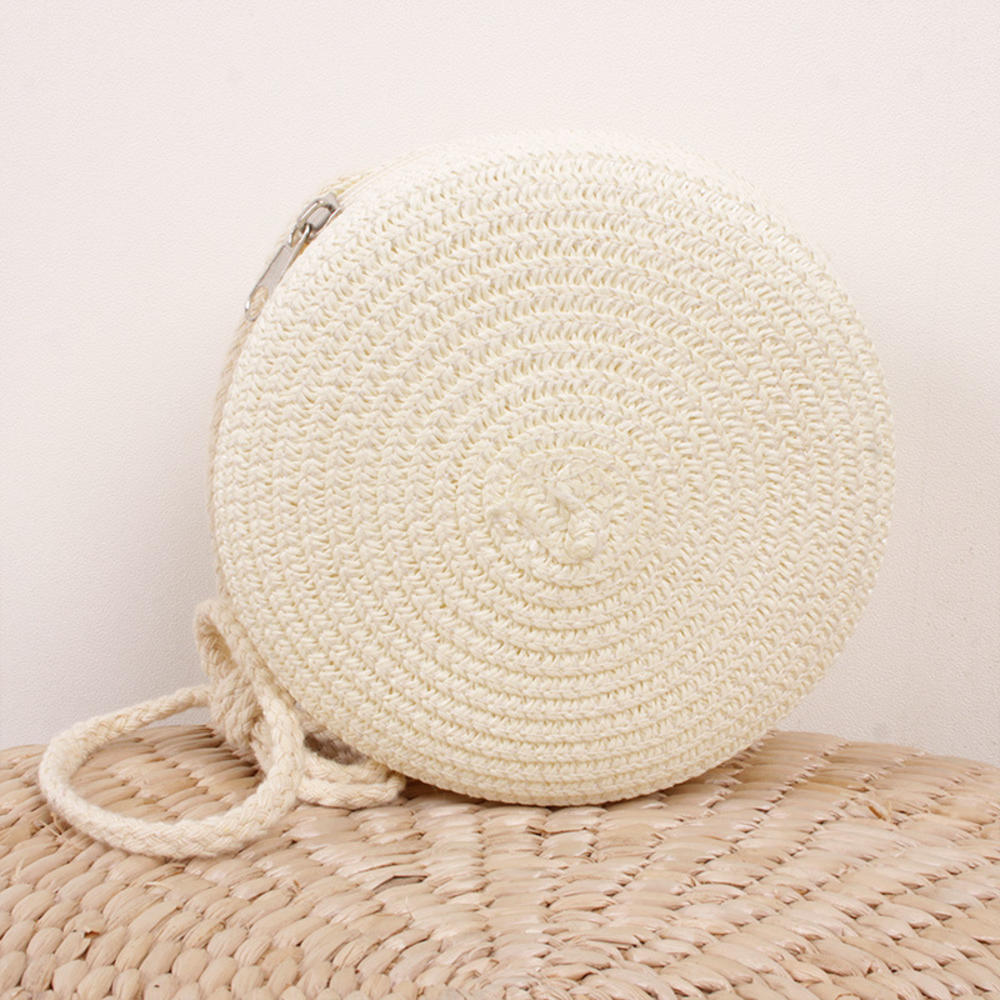 Handmade Straw Bag Women Woven Beach Crossbody Bag Ladies Shoulder Rattan Handmade Knitted Candy Color Small Handbag