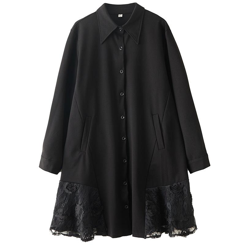 Long Sleeve Plus Size Black Vintage Floral New In Dresses for Women Casual Loose Midi Spring Autumn Shirt Dress