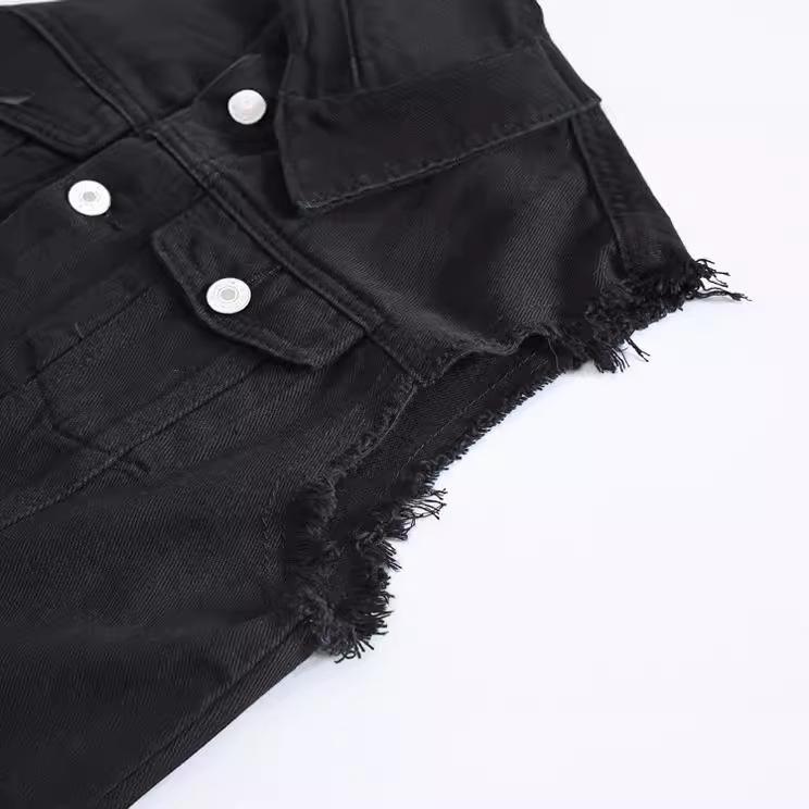 Stylish Men's Black Denim Vest: Spring-Summer-Autumn Sleeveless Casual Waistcoat