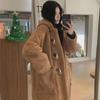 Women's Over-the-Knee Wool Cotton Coat with Hood and Lambskin Buckle