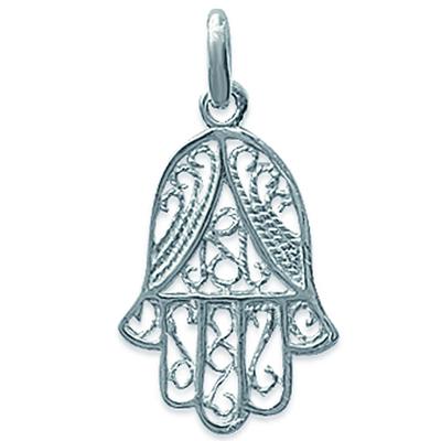 [Q6685] - Silver Pendant 'Main Fatma' Silver (rhodium Plated) - 20x15 Mm