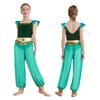 Pantaloni con Strass, Paillettes e Frange per Bambina: Pantaloni Lunghi in Chiffon con Design a Manica Svasata Patchwork, Spacco Laterale e Slip Integrati per Role Play Arabo