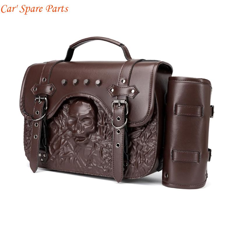 Y4UA Motorcycle Tail Bag Bag Saddlebags Luggage Bag Multifunctional PU Leather Motorbike Helmets Bag Storage Bag