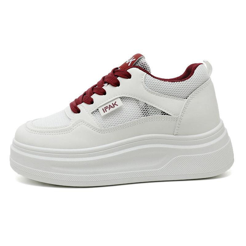 

GT9801 thick-soled mesh shoes women s breathable mesh 2025 new height-increasing white shoes versatile and not stuffy foot board shoes 40
