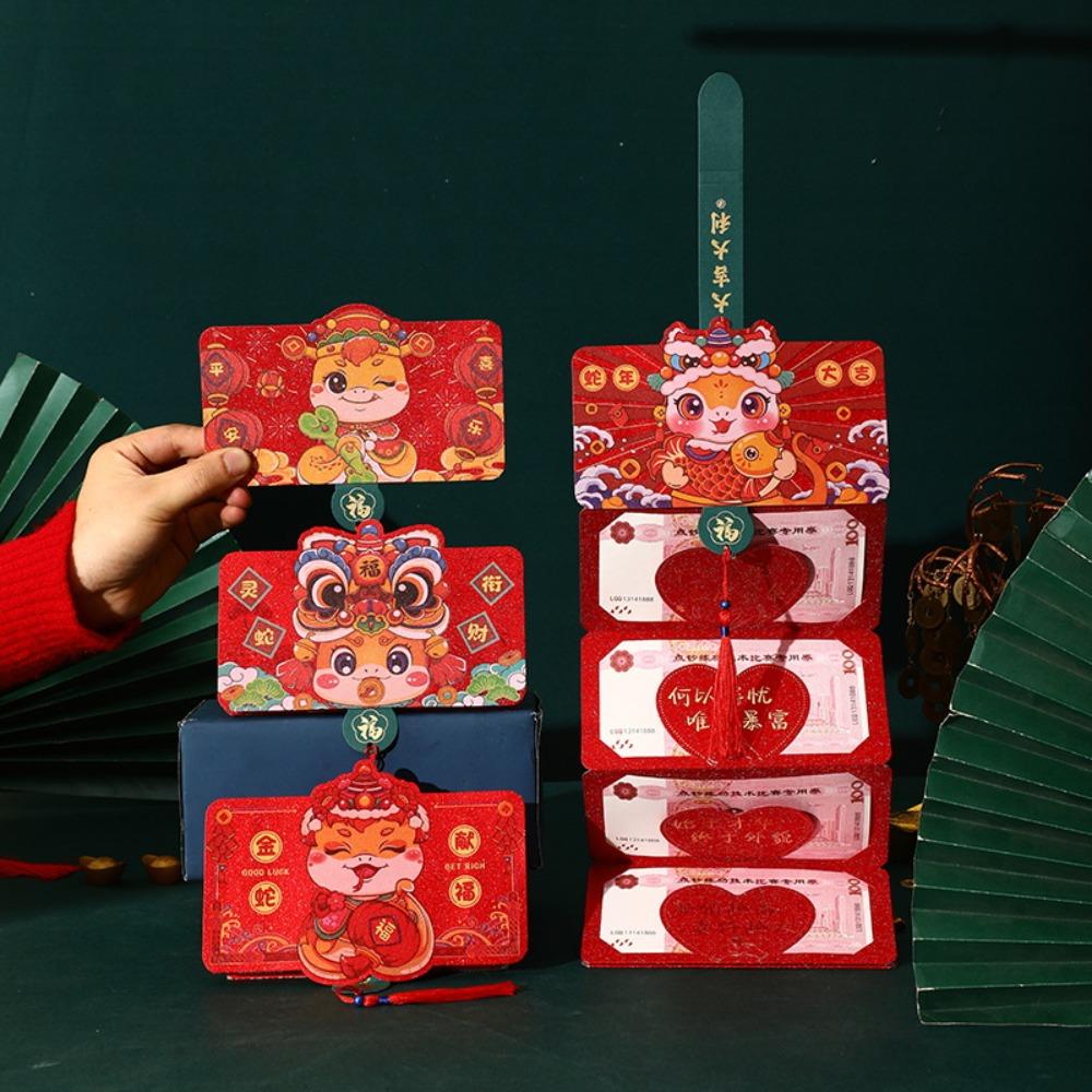 

with Tassel Snake Year Folding Red Envelopes Chinese Style Good Luck Red Bags Bonus Style 1