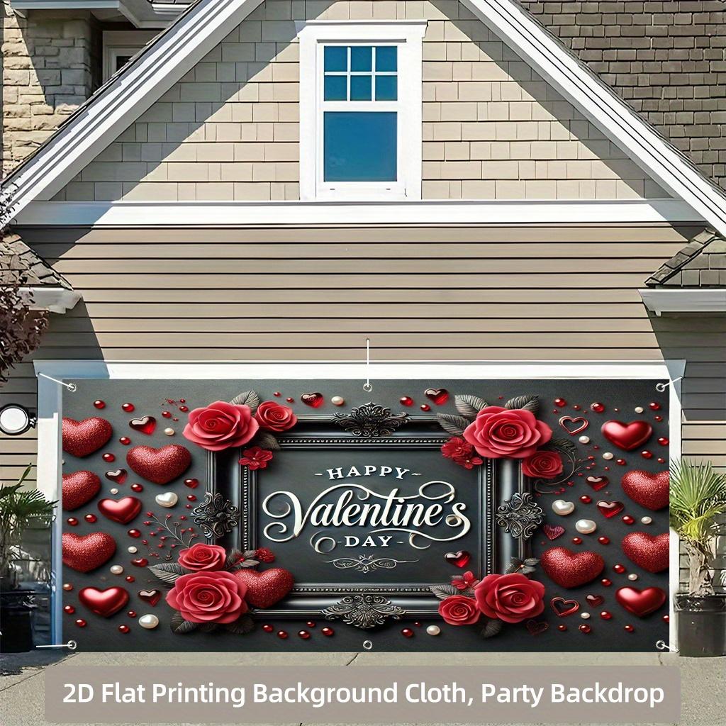 1 2D background banner, Valentine's Day romantic decoration, home outdoor garden holiday party background cloth