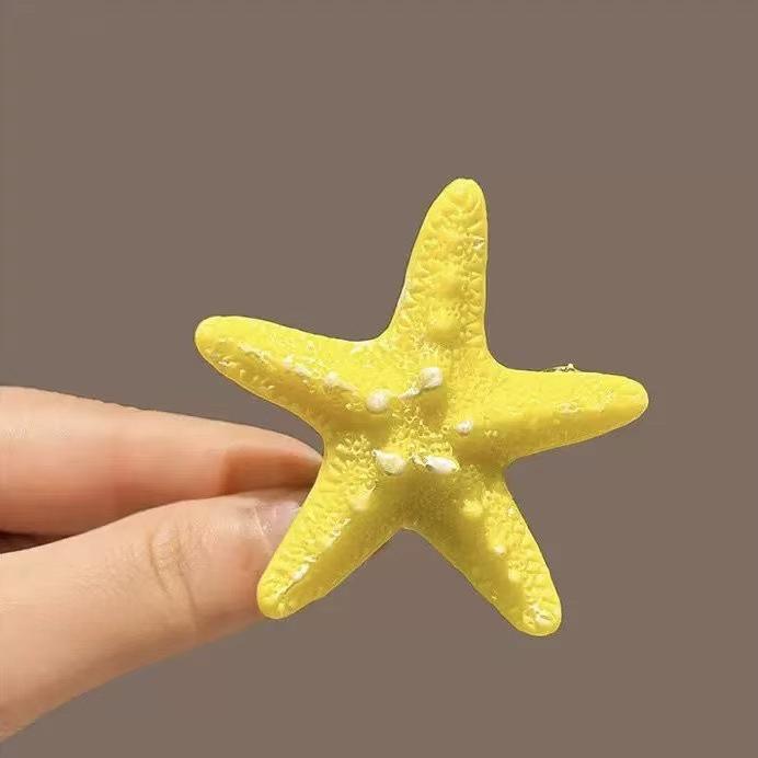 Energetyczna Klips do Włosów Żółta Rozgwiazda w Stylu Plażowym - Uroczy Wakacyjny Dodatek dla Dziewczynek