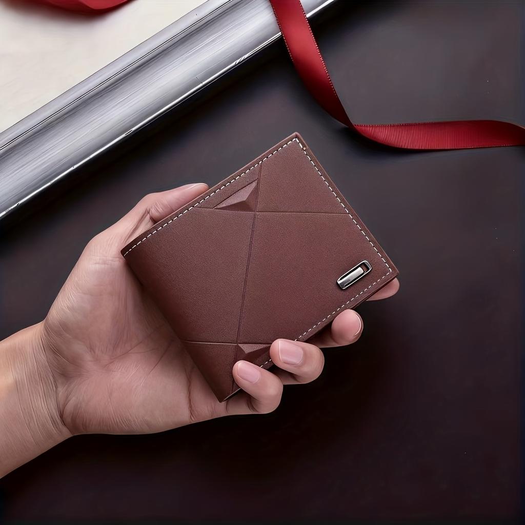 High-end Men's Short Wallet, Premium Men's Wallet, Youth Fashion Business Multi-functional Leather Wallet with Large Capacity