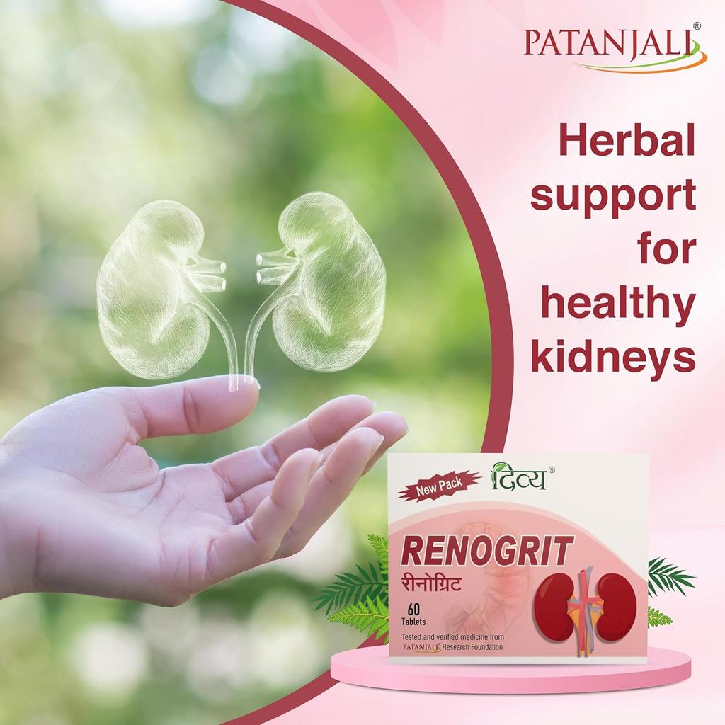 Patanjali Divya Renogrit Tablets 60 Tab Herbal Metabolic Balance Support Ayurvedic Wellness Formula Pack Of 1