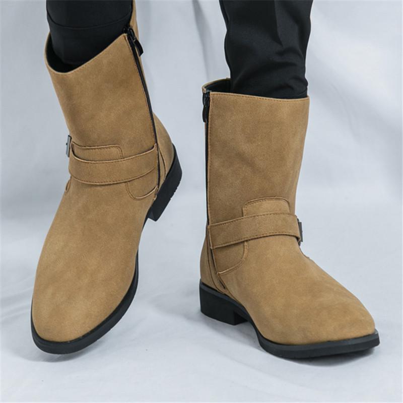 Fashion Winter New Fashion Men's Pointed Suede Leather Chelsea Ankle Boots  Male Casual Luxury Brand High-top Shoes Zapatos Hombre