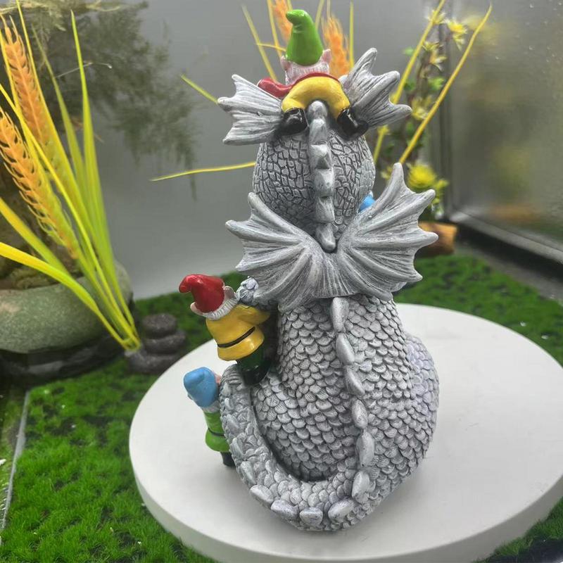 Dragon Gnome Statues Dragon Figurines Resin Animal Dragon Statues Outdoor Statue Gnome Garden Decor Spring Decorations For home
