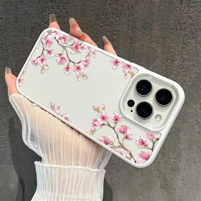 Pastel Color Cherry Blossoms In The Corner Silicone Case For Iphone 15 11 17 14 Plus 12 16 13 Pro Max Gentle Tone Girls Cover
