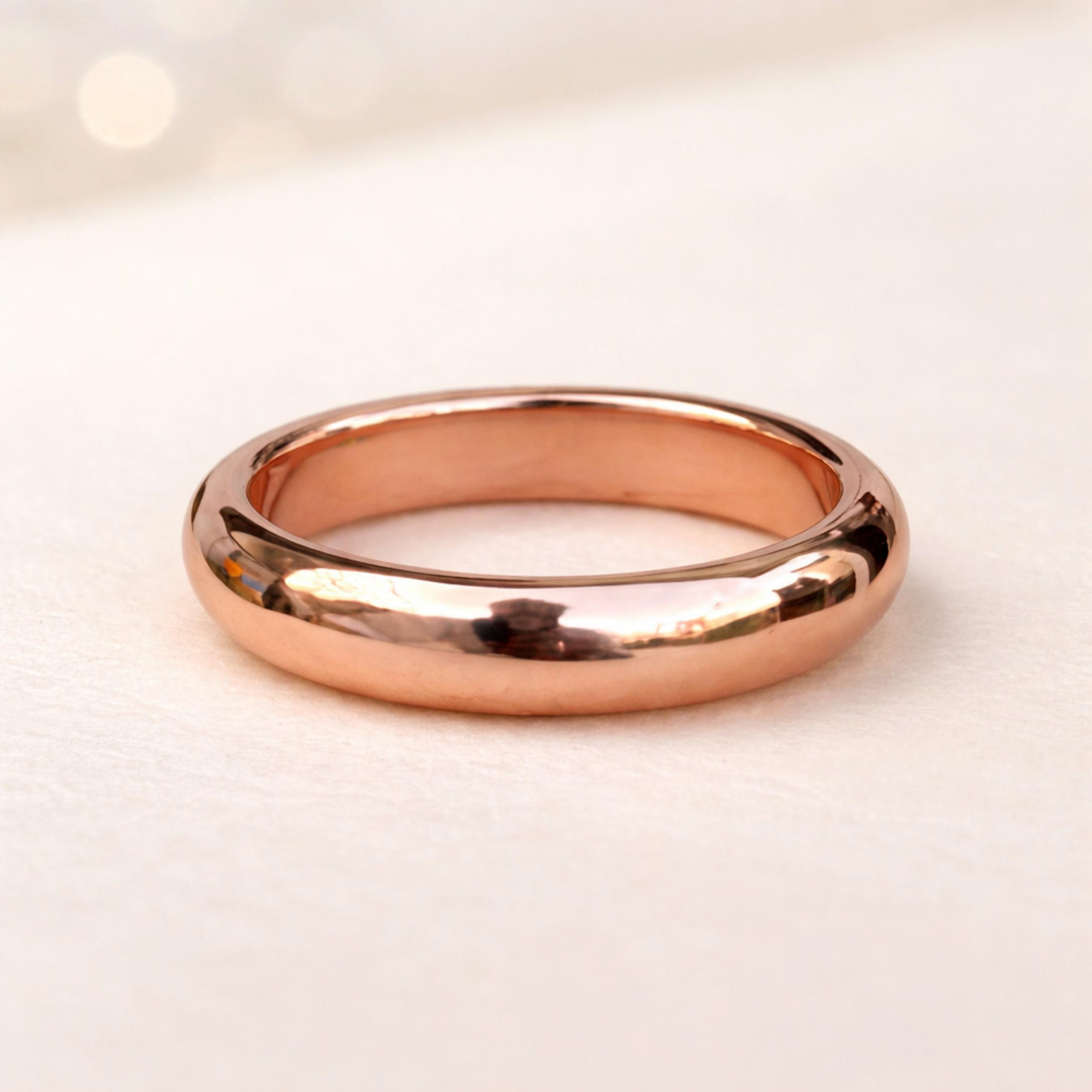 Сплошное кольцо-купол из чистой меди, Минималистичное гладкое кольцо-ободок ручной работы, Ювелирное изделие для повседневного ношения 4 медный