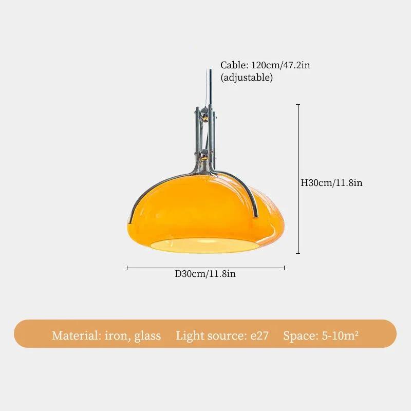 Bauhaus Pendant Lamp Vintage Orange Pumpkin Glass Chandelier For Bedroom Kitchen Living Room Nordic Led Mushroom Hanging Light White Light