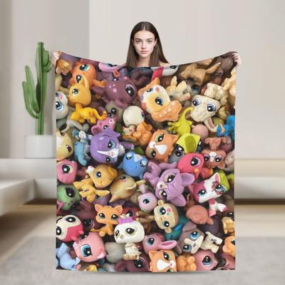 Littlest Pet Shop Blanket Super Warm Graphic Plush Throw Blanket For Kids Couch Bed Flannel Bedspread Bed Cover
