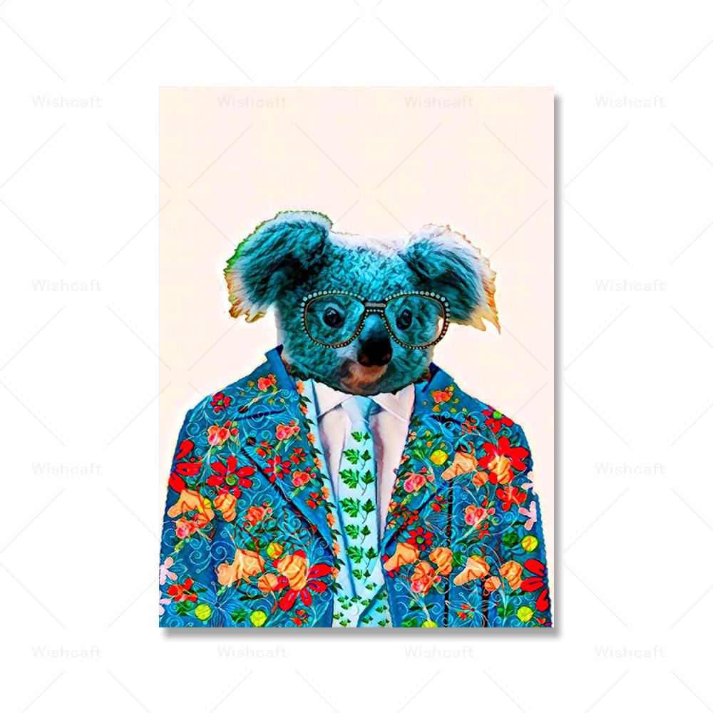Koala Highland Cow Pauw Portrait Poster Gift Fun Fashion Alligator Deer Queen Rhino Print Animal Canvas Oil Painting Home Decor
