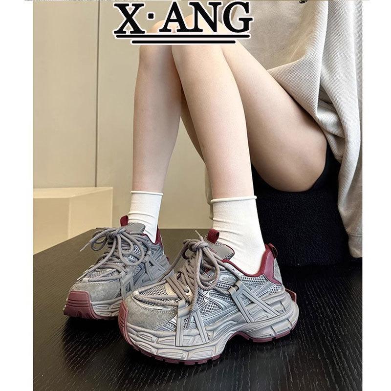 Design dad shoes women's tide spring new thick-soled heightening lightweight casual sports shoes