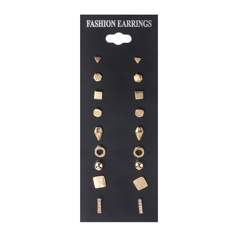 K5 Trend, Exquisite Fashion Jewelry 9 Pairs Of Combination Stud Earrings, Black Card Set Stud Earrings