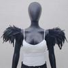 1 Pair Faux Feather Shrug Shawl Shoulder Wrap Cape Soft Adjustable Band Gothic Cosplay Party Stage Performance Fake Collar Dancer Costume Halloween