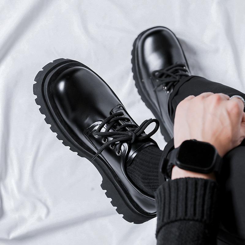 Men Casual Business Wedding Formal Dress Original Leather Shoes Lace-up Derby Shoe Black Stylish Gentleman Platform Footwear Man