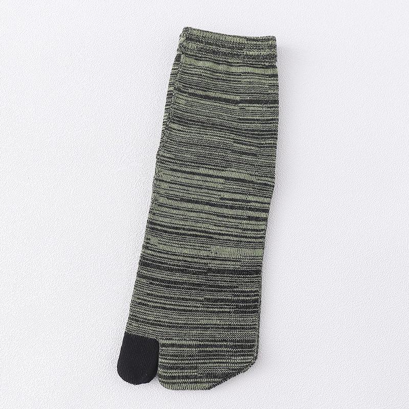 Two-Toe Cotton Socks: Striped, Sweat-Absorbent, Mid-Tube Style for All Seasons, Unisex Split-Toe Design