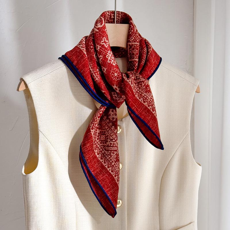 Fashion 70% Wool 30% Real Silk Scarf For Women Bandana Square Scarves Kerchief Elegant Summer Beach High Quality Hijab Foulard