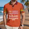 Men's Loose Fit Casual Short Sleeve Polo Shirt with National Flag Print Comfortable Lightweight Summer Top
