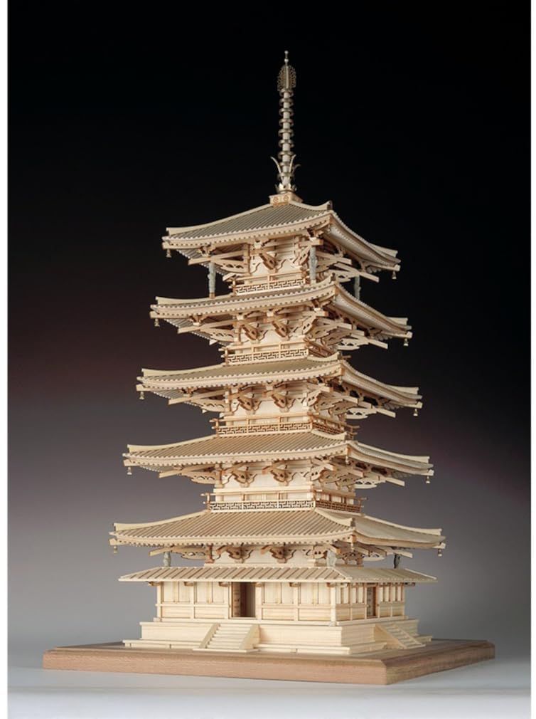Woody Joe Temple Pagoda Wooden Model Assembly Kit 1/75 Horyu-ji Five-story (Building)