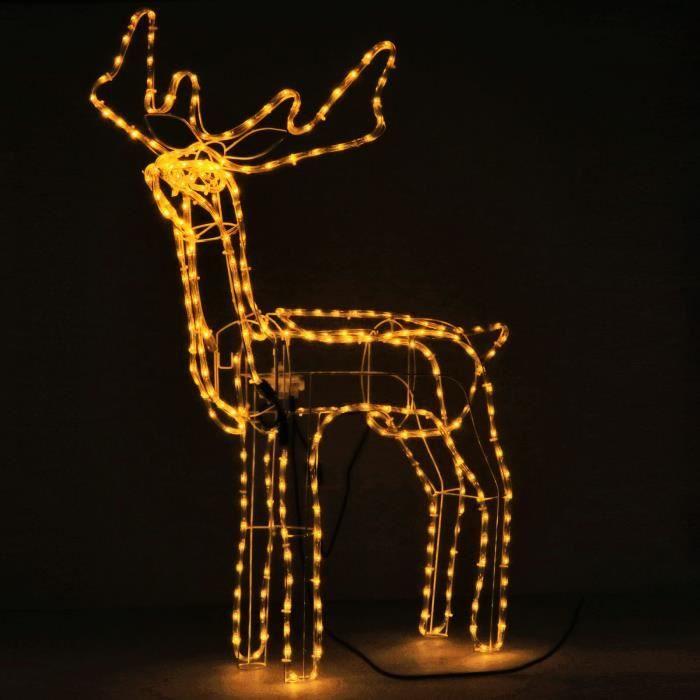 Décoration de Noël - SPRINGOS - Renne animé - 288 LED - 95 cm - Blanc chaud