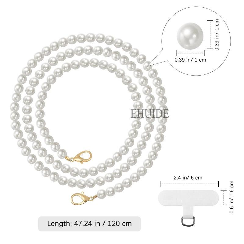 

Luxury Pearl Phone Lanyard Long Crossbody Necklace Chain Plastic Hand-beaded Strap Anti-lost Keys Universal Clip Bag Phone Case
