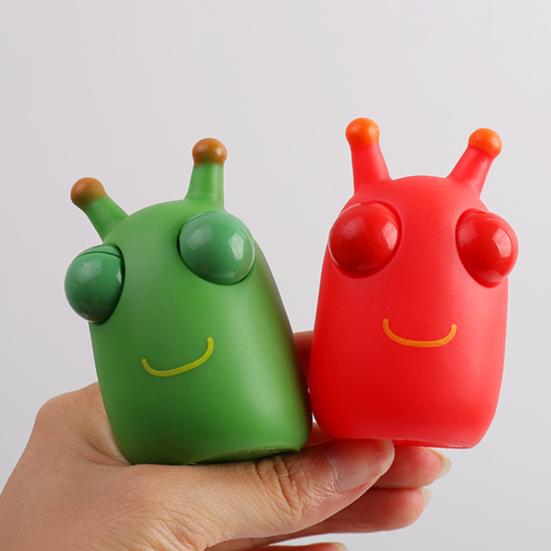 1/2/3Pcs Popping Eye Cabbage Worm Toy Anxiety Stress Relief Caterpillar Squeeze Pinch Sensory Toy Kids Teens Adults Soft Stress Ball Animal Fidget Toy