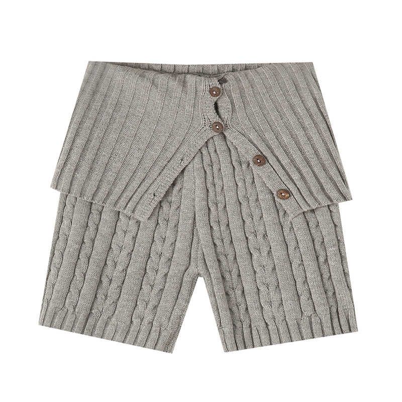 

Frankies Bikini American Style Sexy Cable Stitch Knitting Cardigan Silm Flip Collar Vest Long Pants Suit Grey shorts S