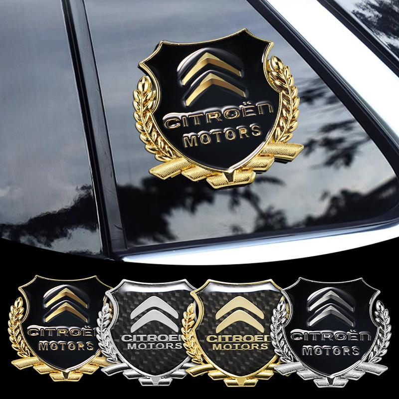 YKKBG1 3D Car Metal Car Leaf Side Logo Badge Sticker For Citroen C3 C5 AIRCROSS C5X C4 Cactus PICASSO e-C3 e-C4 C1 C-Crosser C2 Celysee