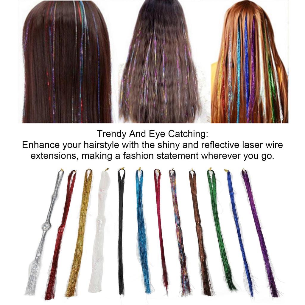 Colorful Hair Tinsel Extensions Kit PET Decoration Braiding Glittering Hair Tinsel Kit for Daily Life