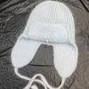 Plush ear protection Lei Feng hat women's winter angora rabbit fur knitted hat cold-proof lace-up warm wool hat