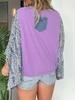 New Printed Crew Neck Loose Casual Batwing Sleeve Top for Women