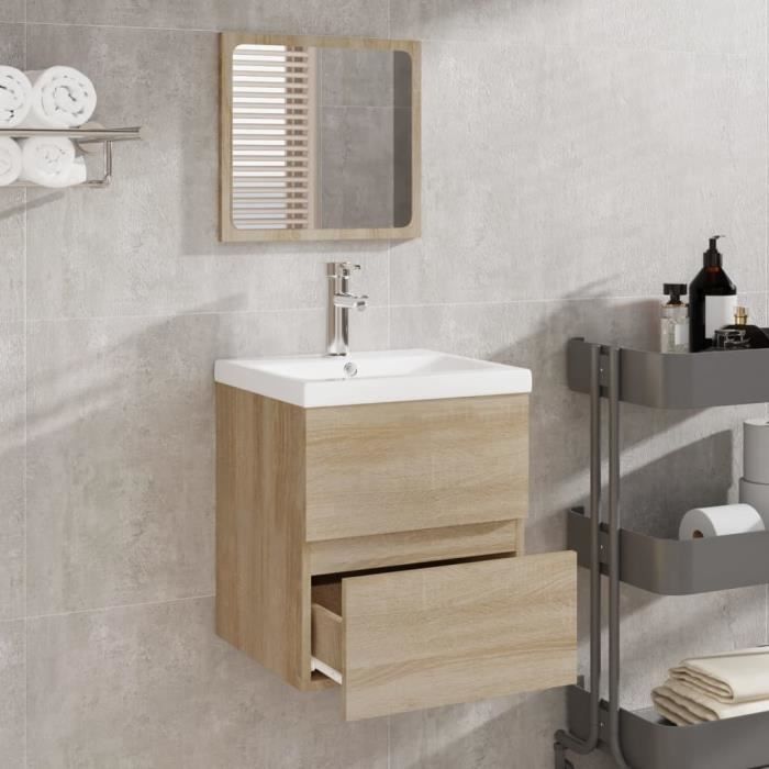 804866 vidaXL Bathroom Cabinet with Mirror Sonoma Oak Engineered Wood