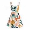 Women Plus Size Sweetheart Neck Strappy Sleeveless Abstract Printed Flared Dress