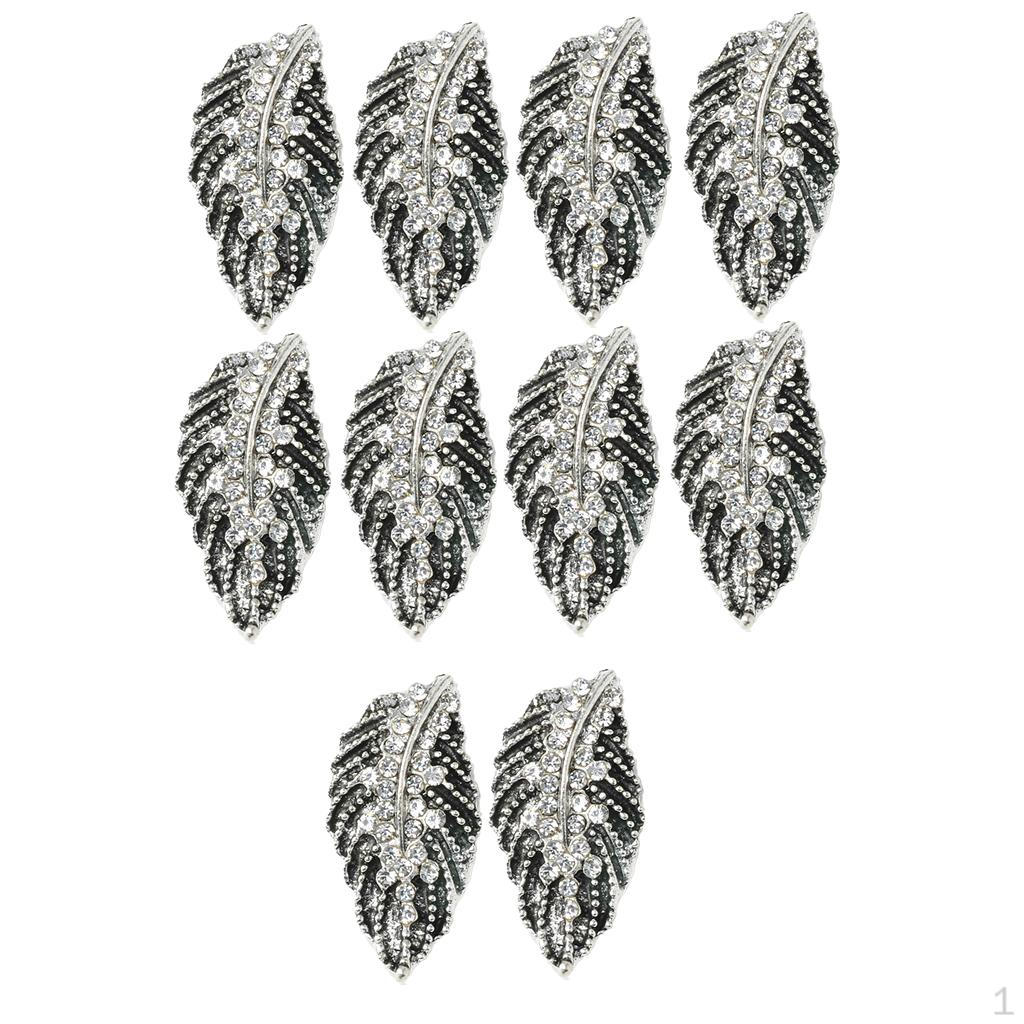 10 Pieces Metal Rhinestone Buttons Flat Back Crystal Craft Making Accessories Wedding