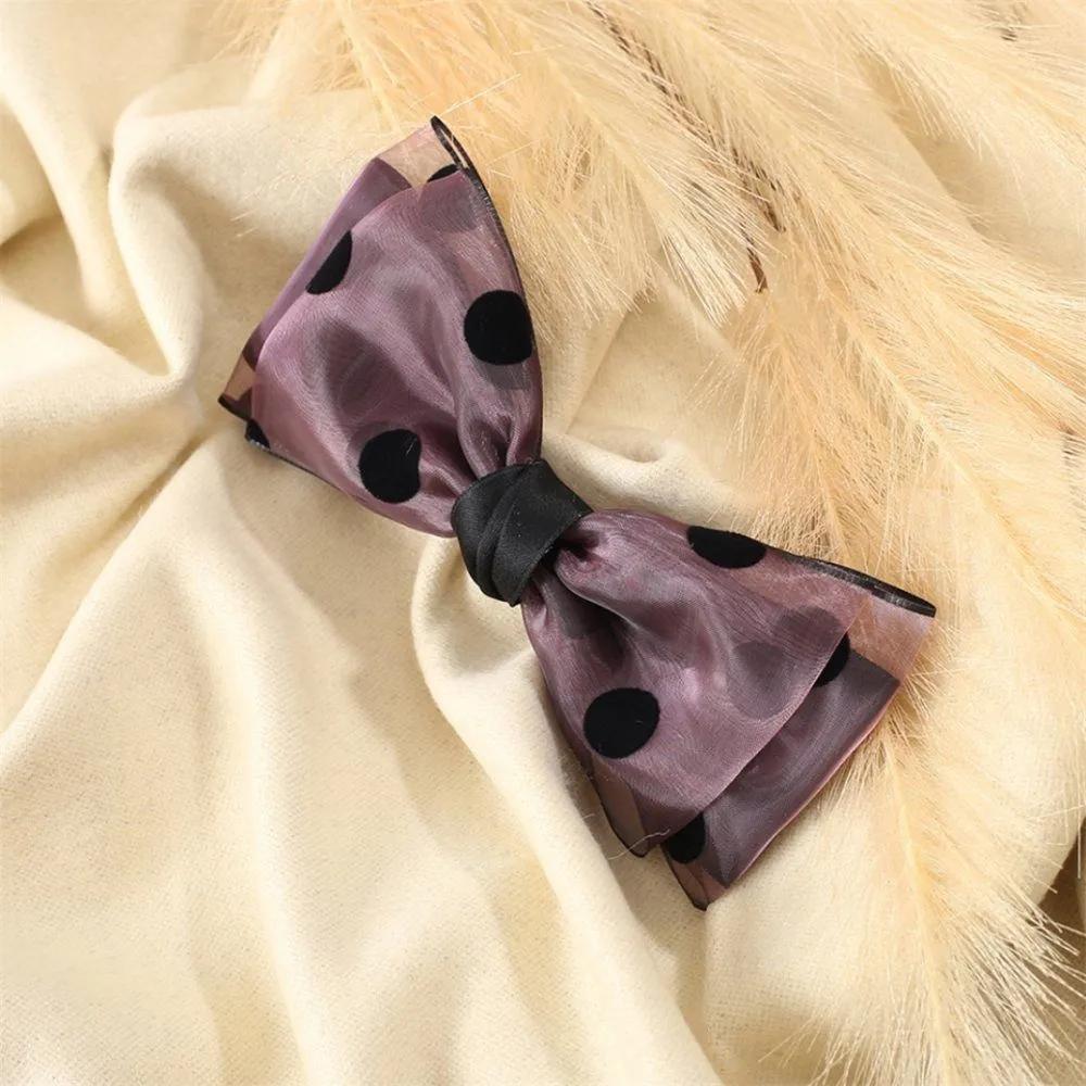 Angel Shushu Dot Ribbon Automatic Hairpin Pink Automatic Hairpin One-touch Hairpin Snap Hairpin