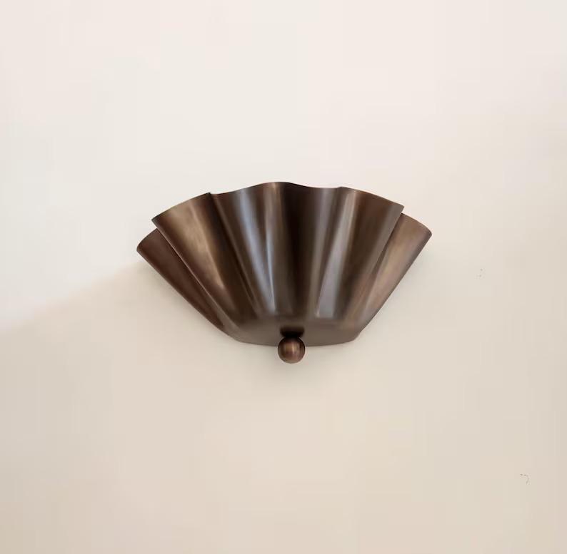 Half Flower Brass Wall Sconce – Handmade Floral-Inspired Wall Light for Bedroom, Hallway, or Patio