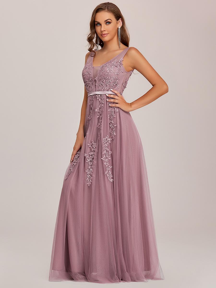

Элегантные женские вечерние платья Ever-Pretty из струящегося тюля с прозрачными аппликациями и V-образным вырезом без рукавов 3XL орхидейный