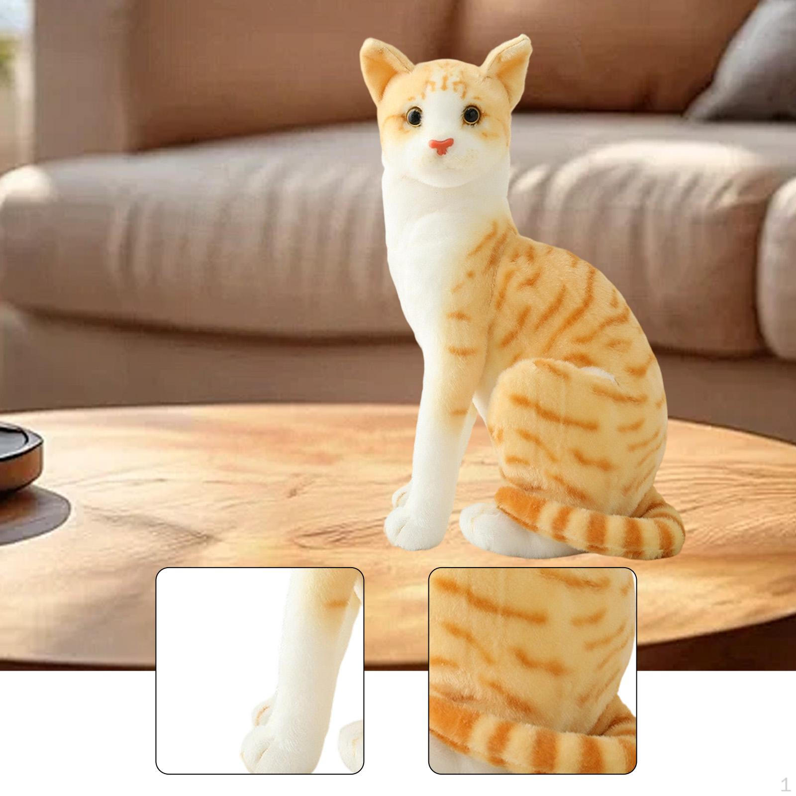 

Cat Toy Stuffed Animal Decoration Figures Comfortable Simulation Kitten Lovely for Teens Bedroom Style C